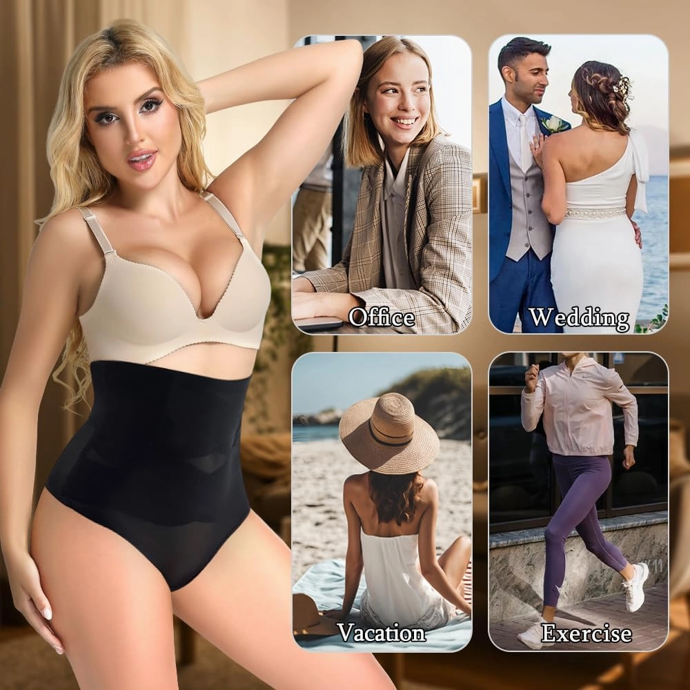 2 PCS Thong Shapewear Tummy Control Body Shaper High Waisted Underwear for Women