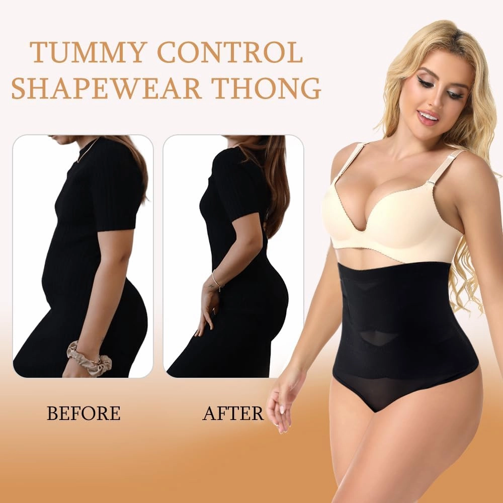 2 PCS Thong Shapewear Tummy Control Body Shaper High Waisted Underwear for Women