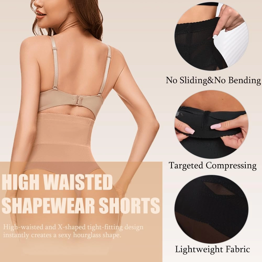 2 PCS Thong Shapewear Tummy Control Body Shaper High Waisted Underwear for Women