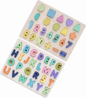 2 Sets Colorful Educational Fun Jigsaw Building for Early Learning Development Ages for Letter Recognition
