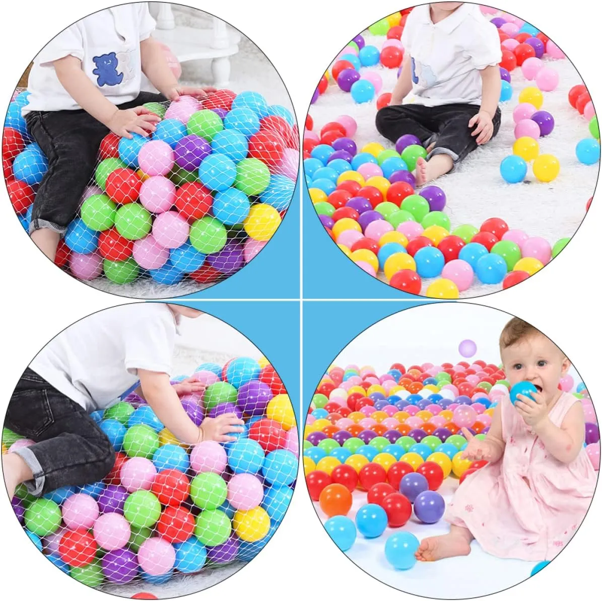 2sets Educational Ocean Ball Set Toddler Mini Play Balls for Kids Pool Toy Pit for Babies Safe Plastic Toys 50pcs*2