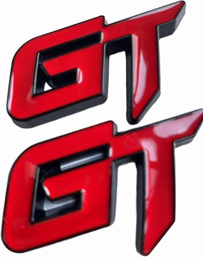 2X GT Logo Car Emblem 3D Metal Badge Auto Racing Sport Sticker Tourer Decal(Red Black)
