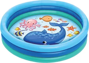 3 Ring Inflatable Pool - Kiddie Pool Floats 51" with Aquarium Design - Kids Pool Round 3 Ring Pool for Summer Outside Backyard Fun - for Children 3 Years Old and Up