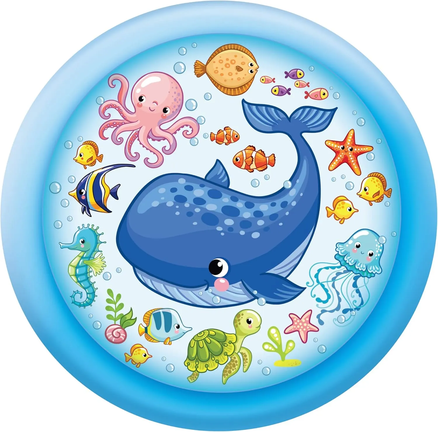 3 Ring Inflatable Pool - Kiddie Pool Floats 51" with Aquarium Design - Kids Pool Round 3 Ring Pool for Summer Outside Backyard Fun - for Children 3 Years Old and Up