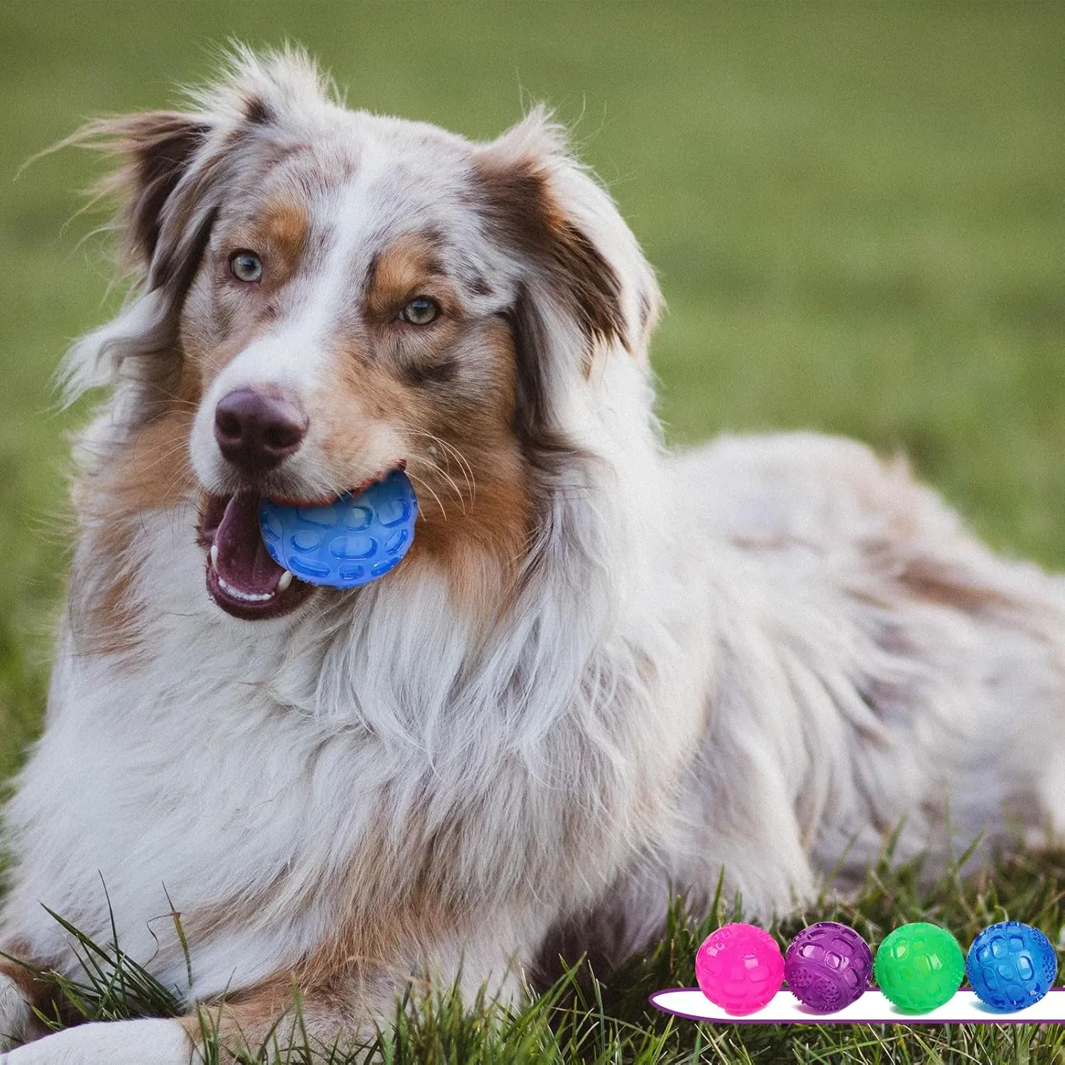 3'' Squeaky Dog Toy Balls for Lagre Medium Breed, Indestructible Dog Balls for Playing, Fetching & Retrieving, Durable Aggressive Chewers, 2 PCS Blue