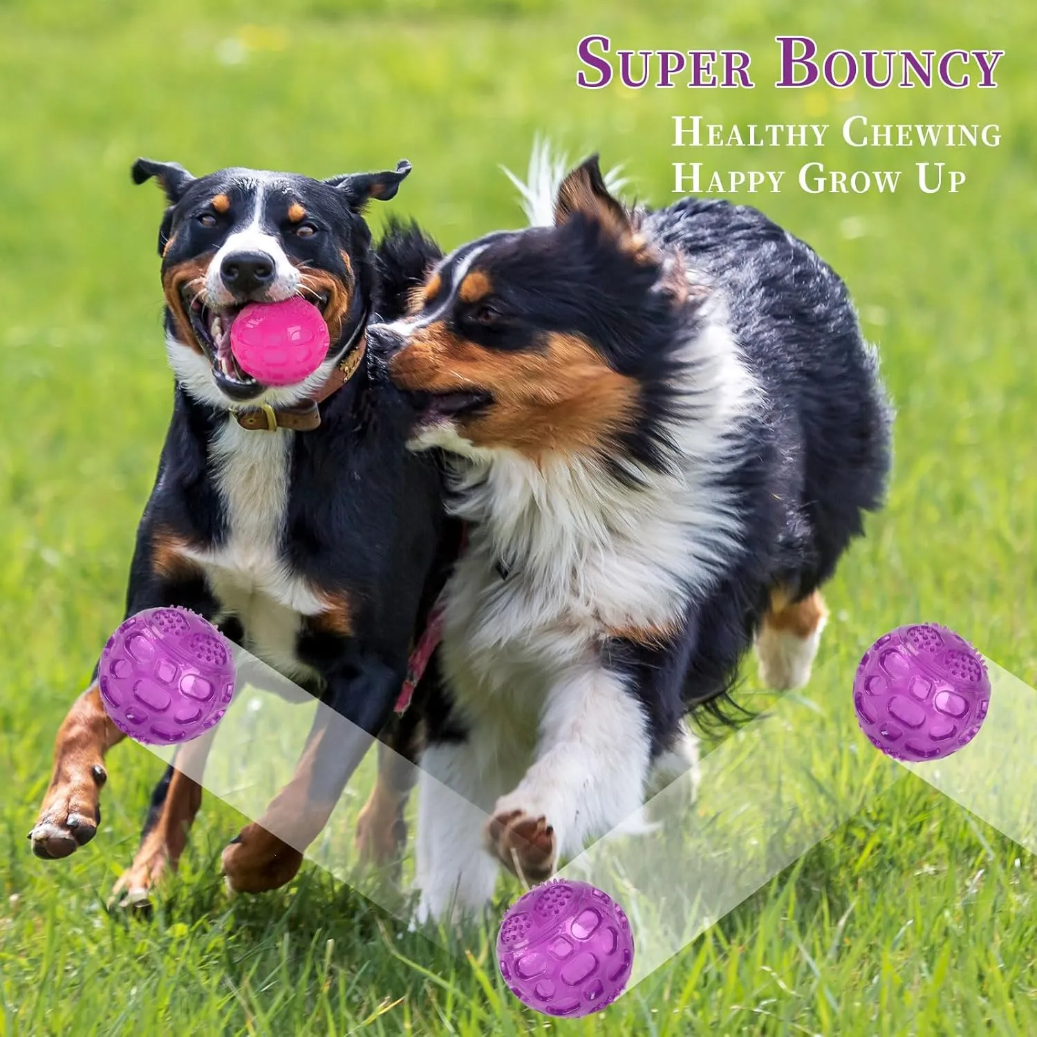 3'' Squeaky Dog Toy Balls for Lagre Medium Breed, Indestructible Dog Balls for Playing, Fetching & Retrieving, Durable Aggressive Chewers, 2 PCS Blue