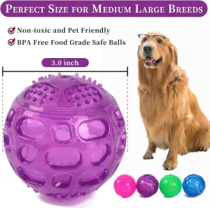 3'' Squeaky Dog Toy Balls for Lagre Medium Breed, Indestructible Dog Balls for Playing, Fetching & Retrieving, Durable Aggressive Chewers, 2 PCS Blue