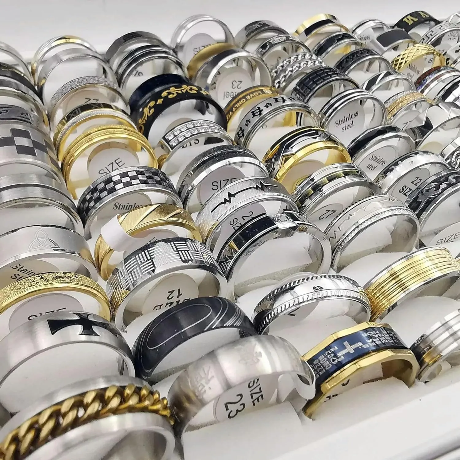 30pcs Stainless Steel Jewelry Wholesale Bulk Lots Mixed Boutique Mens Rings