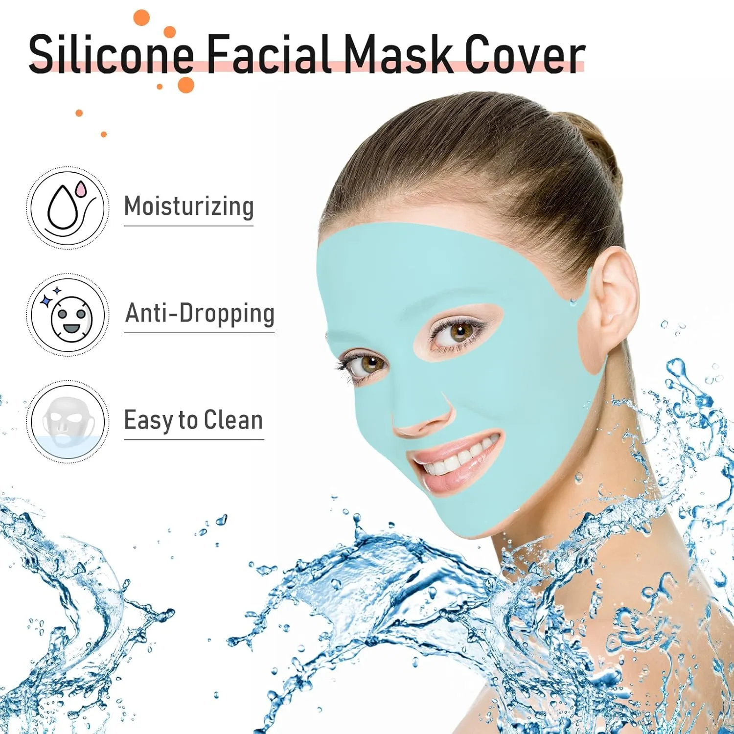 32 Pcs Facial Chest Neck Silicone Pad Reusable Face Forehead Patches Facial Sleeping Mask Cover for Smoothing Chest Neck Forehead Eye Mouth (Blue,Clear)