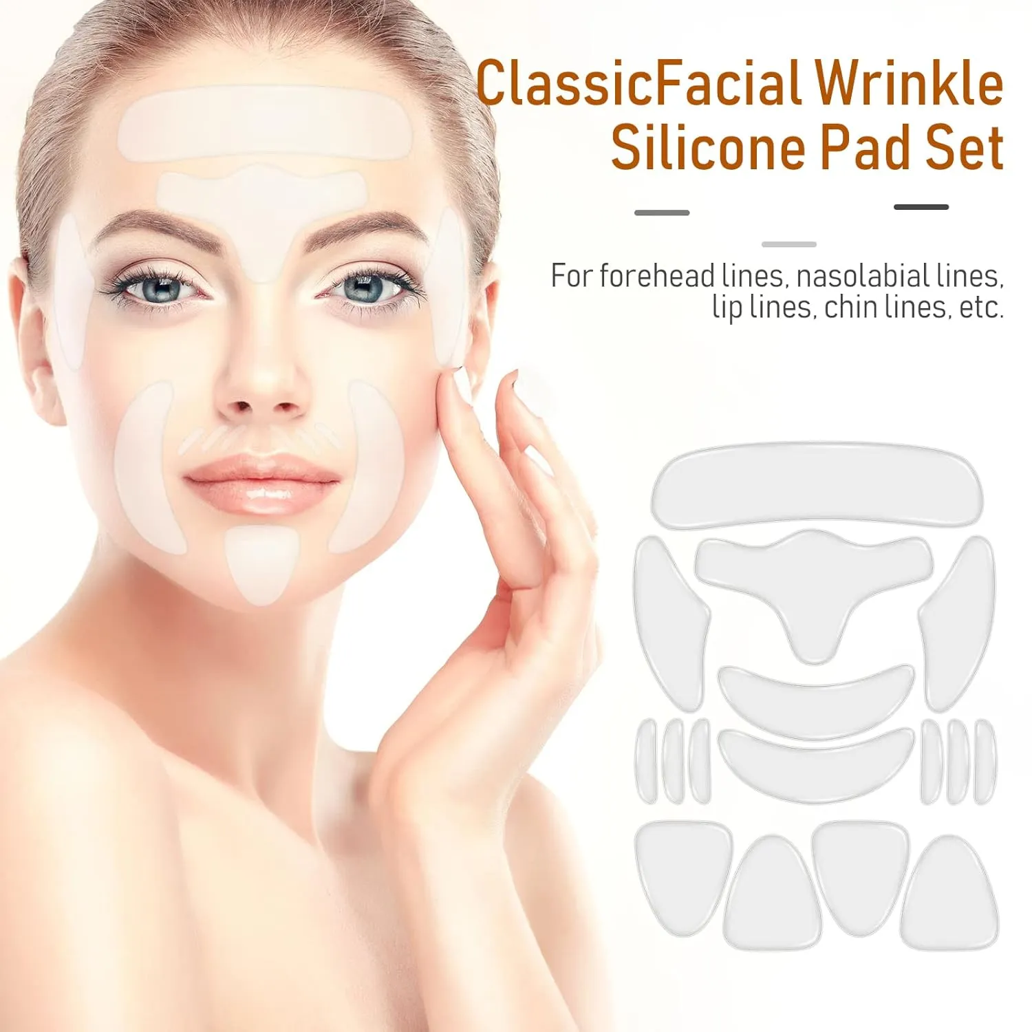 32 Pcs Facial Chest Neck Silicone Pad Reusable Face Forehead Patches Facial Sleeping Mask Cover for Smoothing Chest Neck Forehead Eye Mouth (Rose Pink,Clear)