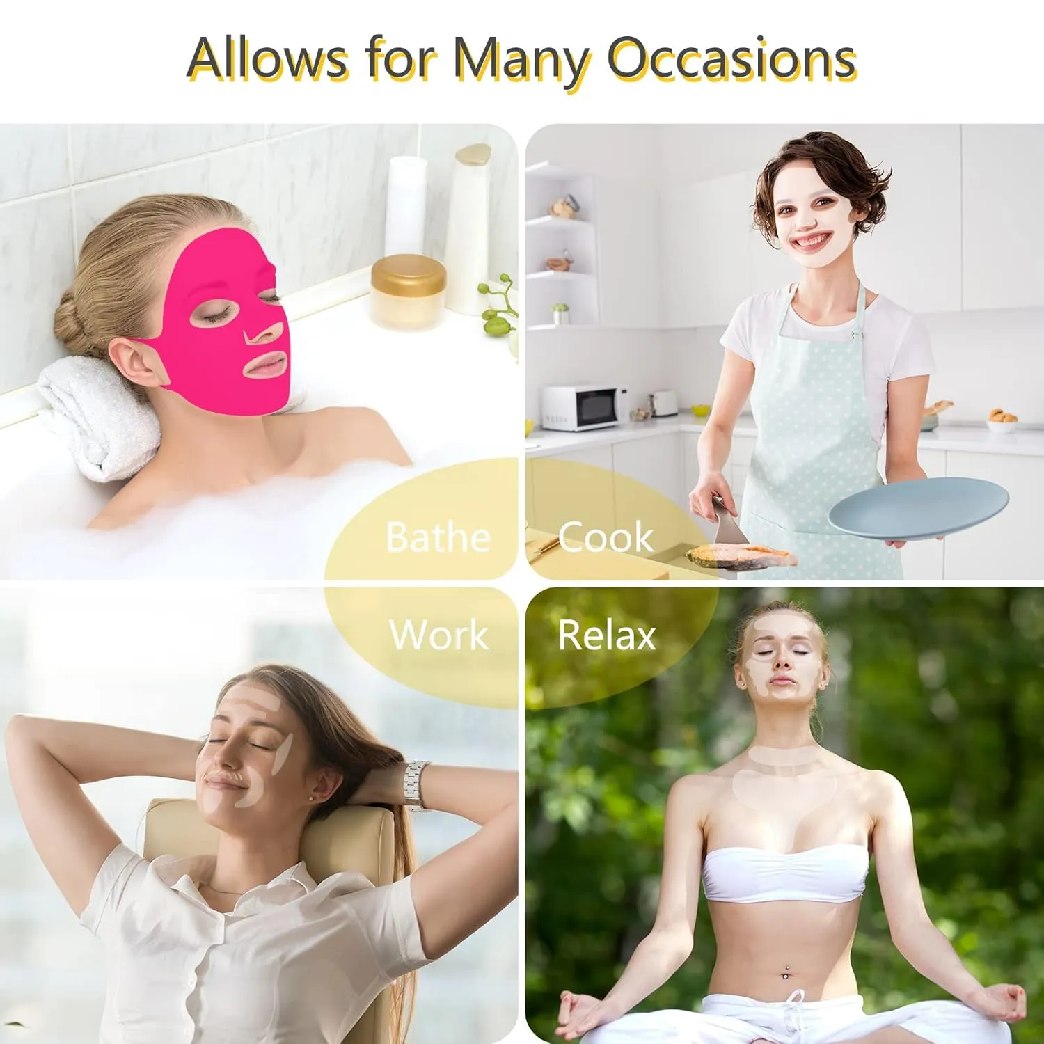 32 Pcs Facial Chest Neck Silicone Pad Reusable Face Forehead Patches Facial Sleeping Mask Cover for Smoothing Chest Neck Forehead Eye Mouth (Rose Pink,Clear)