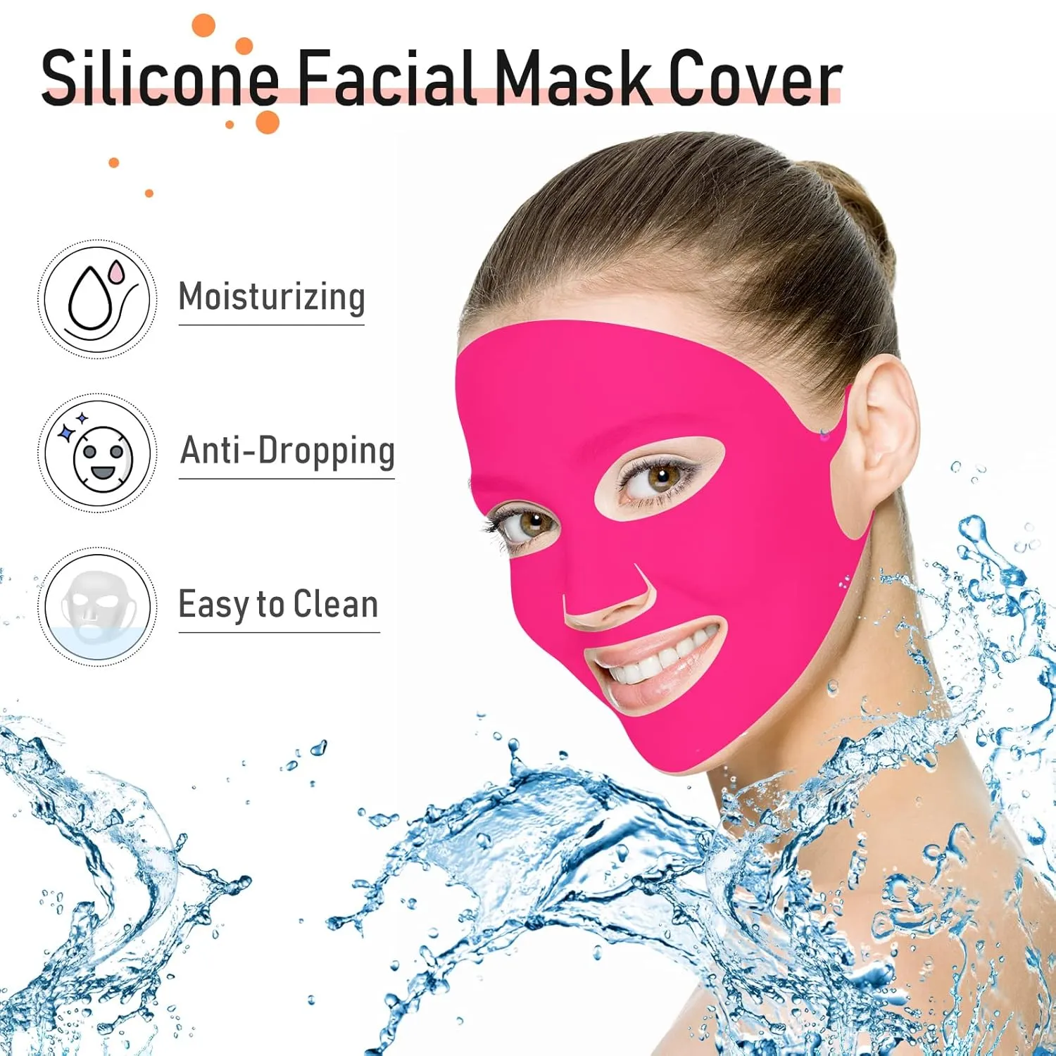 32 Pcs Facial Chest Neck Silicone Pad Reusable Face Forehead Patches Facial Sleeping Mask Cover for Smoothing Chest Neck Forehead Eye Mouth (Rose Pink,Clear)