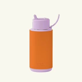 34oz Ceramic Reusable Bottle Lilac Haze & Cactus Leather Sleeve Sunburst