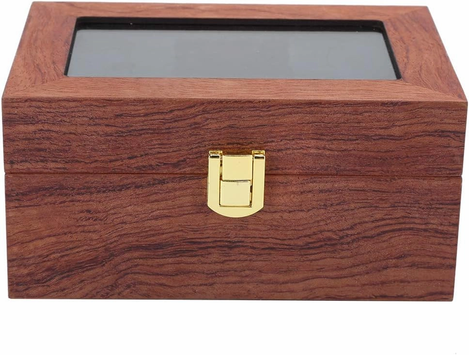 3 - Grid Wooden Watch Display Box - Premium Transparent Window with Anti - Slip Base, Stylish Desk and Closet Organizer for Watch Aficionados