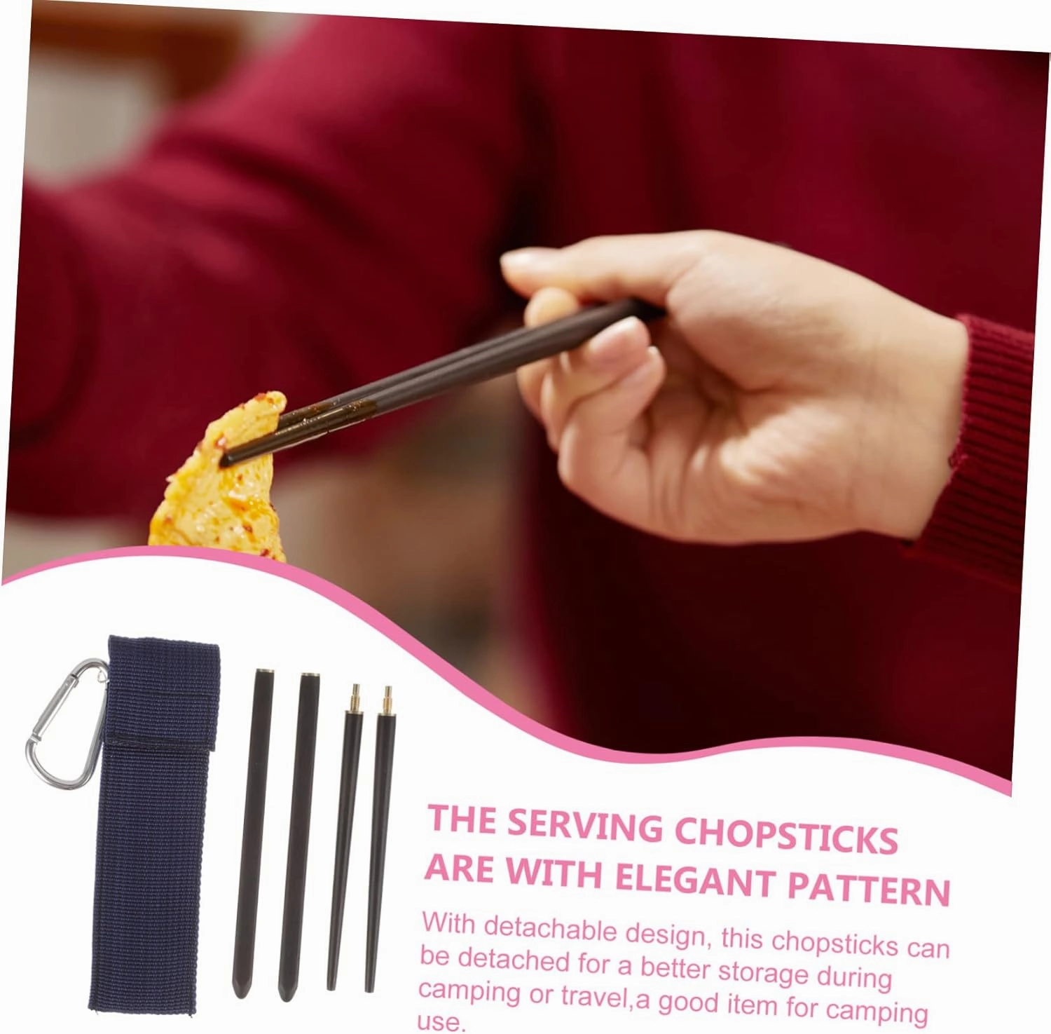 3 Pairs Portable Chopsticks for Chips Travel Reusable Dinner Chopsticks Folding Design Skid-proof Easy to Clean Sturdy Material for Safe Eating
