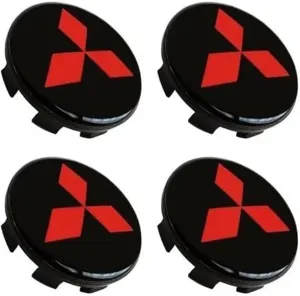 4 Pcs Wheel Hub Cap Stickers, for Mitsubishi Ralliart Lancer 9 10 ASX L200 Pajero Outlander Car Wheel Center Rim Cover Styling Accessory