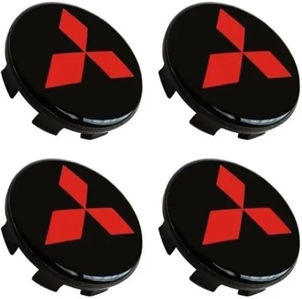 4 Pcs Wheel Hub Cap Stickers, for Mitsubishi Ralliart Lancer 9 10 ASX L200 Pajero Outlander Car Wheel Center Rim Cover Styling Accessory