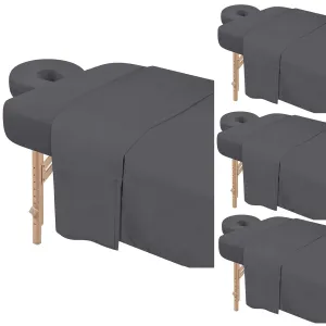 4 Sets Premium Microfiber Massage Table Sheets Set 3 Piece Set Includes Massage Table Cover Fitted Sheet and Fitted Face Rest Cover, Gray