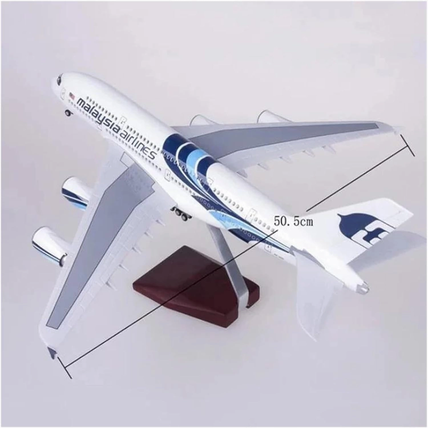 46cm for Malaysia 380 LED Aircraft Airbus A380 Light Aircraft Model Toys Plane Resin Model Collectible Airplanes(No lamp)