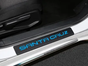 4Pcs Santa Cruz Door Sill Protector Reflective 4D Carbon Fiber Sticker Decoration Door Entry Guard Door Sill Scuff Plate Stickers Accessories Compatible with Hyundai Santa Cruz (Blue)