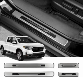 4PCS Door Sill Protector for Honda Ridgeline 2005-2025 Accessories Stainless Steel Front and Rear Door Car Pedal Kick Protection (Silver Brushed)