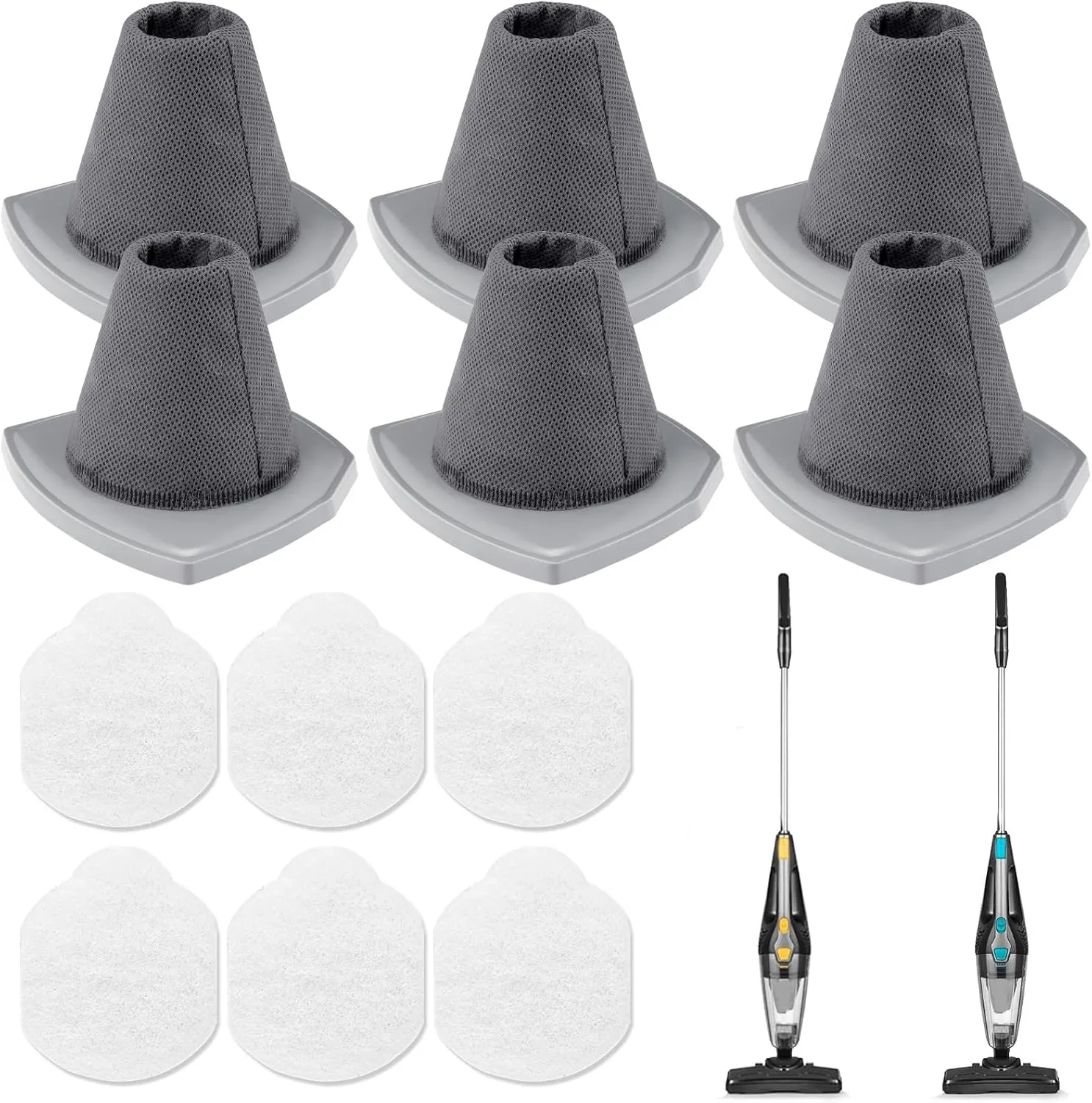 6 6 Pack NES215A/ NES210 Vacuum Filter Set for Eureka NES215A/ NES210/ NES212/ NES215 Blaze Stick Vacuum Cleaner, 6 Pack Vacuum Filters & 6 Pack Pre-Motor Filters, Compare to Part #N0101 & N0102