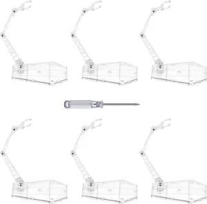 6 Pcs Action Figure Stand,Assembly Action Figure Display Holder Base Doll Model Support Stand Compatible with HG RG SD SHF Gundam 1/144 Toy Clear