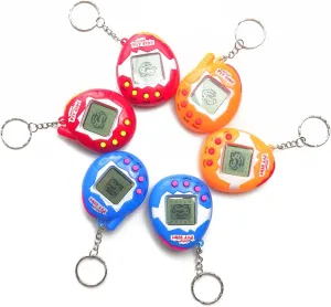 6 Pieces Virtual Electronic Digital Pets Keychain Game Keyring Retro Handheld Game Machine Nostalgic 90s Toy for Boys Girls