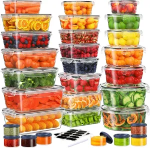 60-Piece Large Food Storage Containers Set - Leakproof, BPA-Free Plastic with Lids Airtight for Kitchen Storage and Organization Reusable with Labels Pen- Microwave Dishwasher Freezer Safe