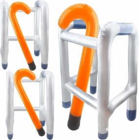 6 Pack Inflatable Walkers and Canes Fun Blow up Walkers and Canes Senior Dress Up Accessories for Halloween Cosplay Costume Props Retirement Party Decoration Grank Gifts