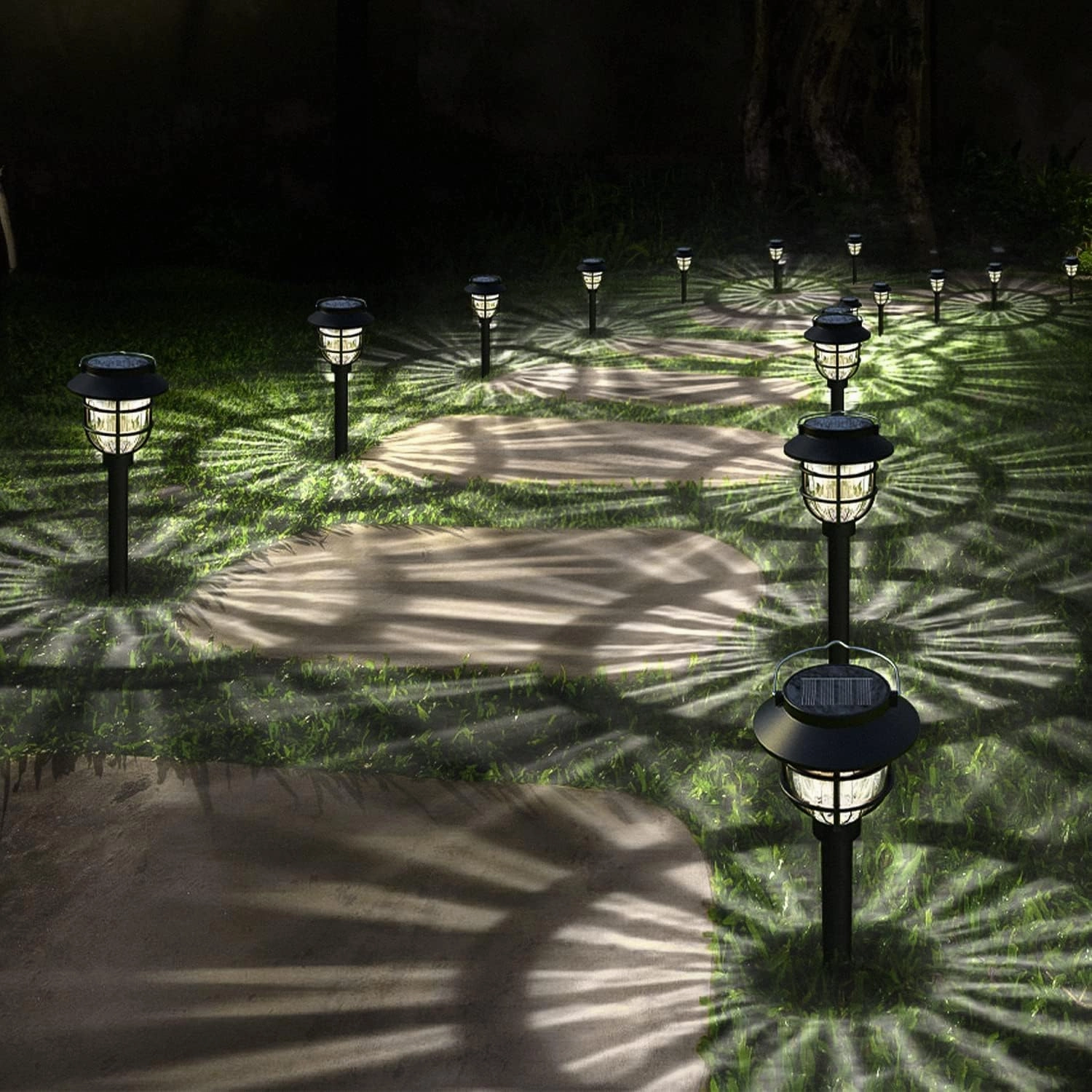 6 Pack Solar Pathway Lights Outdoor - Bright Solar Powered Garden Lights with Warm White LED, Auto On/Off Waterproof Path Lights Decorative, Landscape Lighting for Yard Patio Walkway Driveway