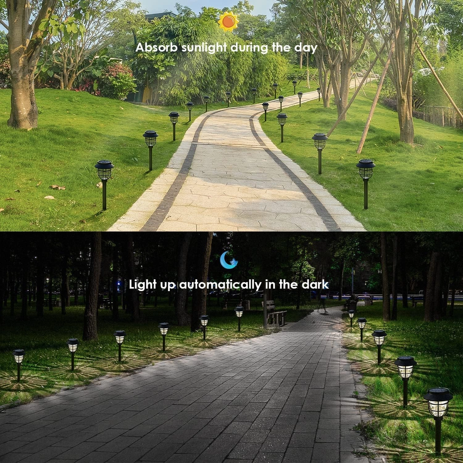 6 Pack Solar Pathway Lights Outdoor - Bright Solar Powered Garden Lights with Warm White LED, Auto On/Off Waterproof Path Lights Decorative, Landscape Lighting for Yard Patio Walkway Driveway