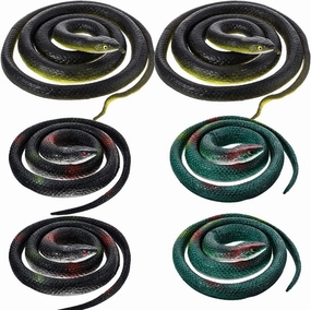 6 Pieces Rubber Snakes Realistic Large Fake Garden Snake to Keep Birds Away Scare Squirrels in 2 Sizes 47 Inches and 29 Inches, Black Lifelike Toys for Garden Halloween Prank Props Scare Decoration
