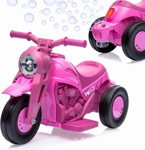 6V Electric Bubble Car, Toddler Motorcycle Automatic Bubble Function, Foot Pedal, Headlight & Music 3 Wheels Vehicle for 3 and Up Boys Girls