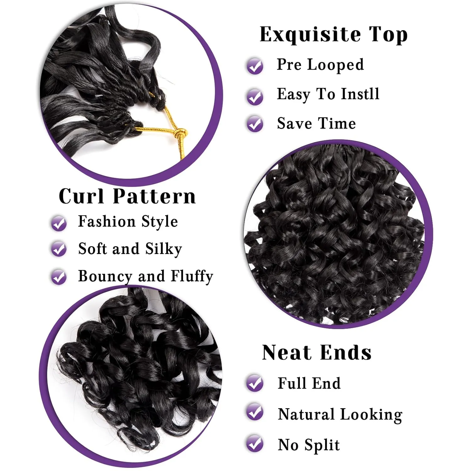7 Packs GoGo Curl Crochet Hair 10 Inch Water Wave Beach Deep Twist Braids Short Curly for Women Synthetic Braiding Extensions 1B#