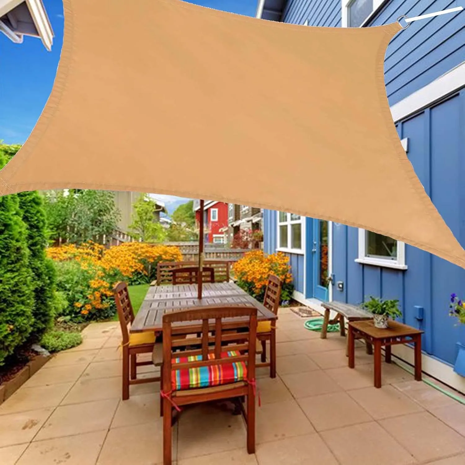 7x10ft Heavy Duty Sun Shade Sail Rectangle Waterproof, Patio Sunshade Cover, UV Block Sunscreen Awning Canopy, 95% UV Protection Shade Cloth for Garden Outdoor Backyard Lawn