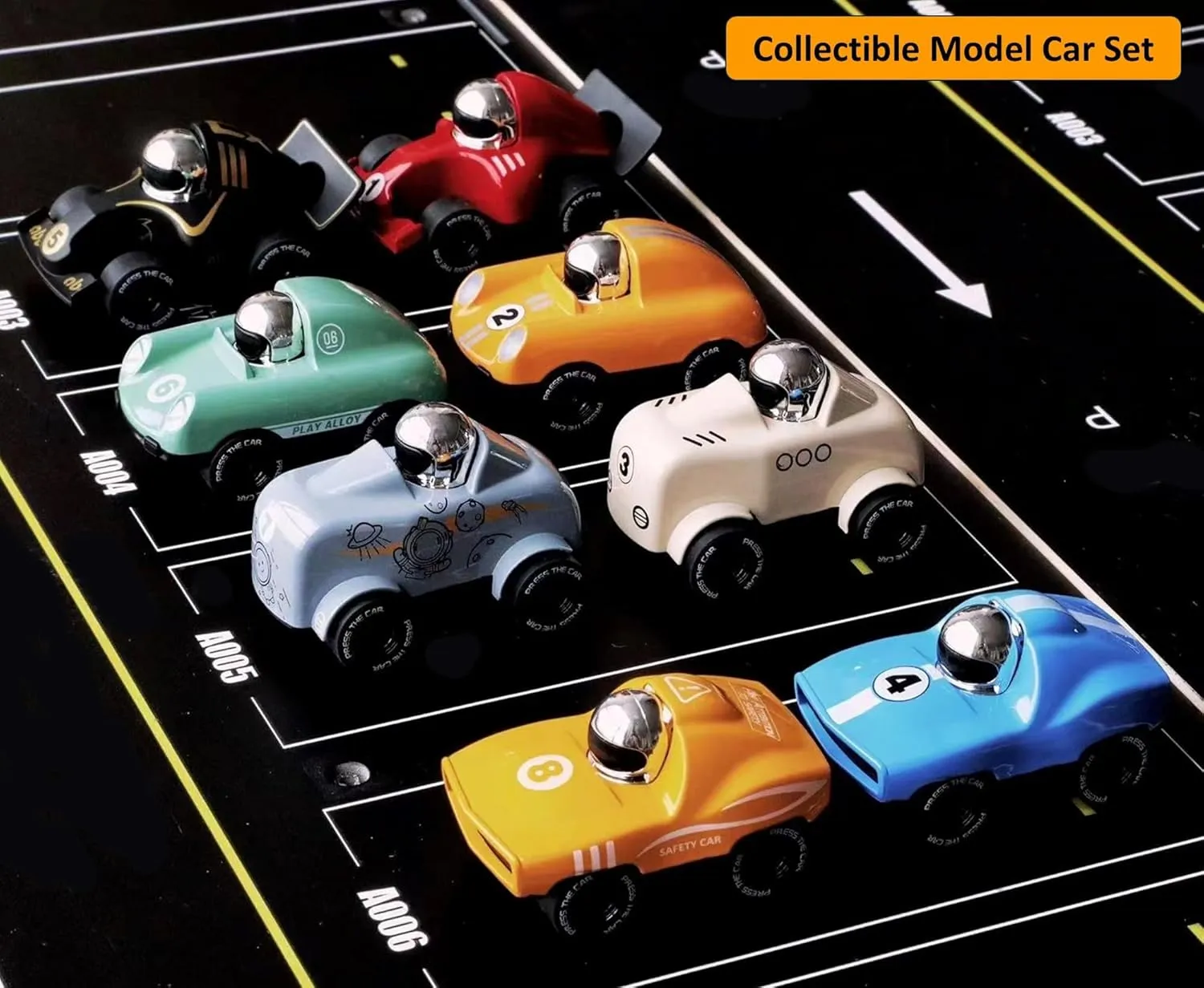 8-Pack Alloy Press and Go Toy Cars, Die-cast Collectible Model Race Cars, Birthday Christmas Holiday Party Gift for Kids 3 , Adults, and Collectors, Multi-Color (Cars #1 to #8)