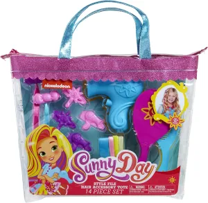 8215 Sunny Da Hair Style File Accessory Tote Set (14 Piece), Pink/Blue