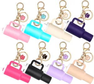 8pcs Mini Tumbler Keychain for Stanley Cup Cute Chapstick Holder Key Chain Charms Accessories for Women Backpack Bag