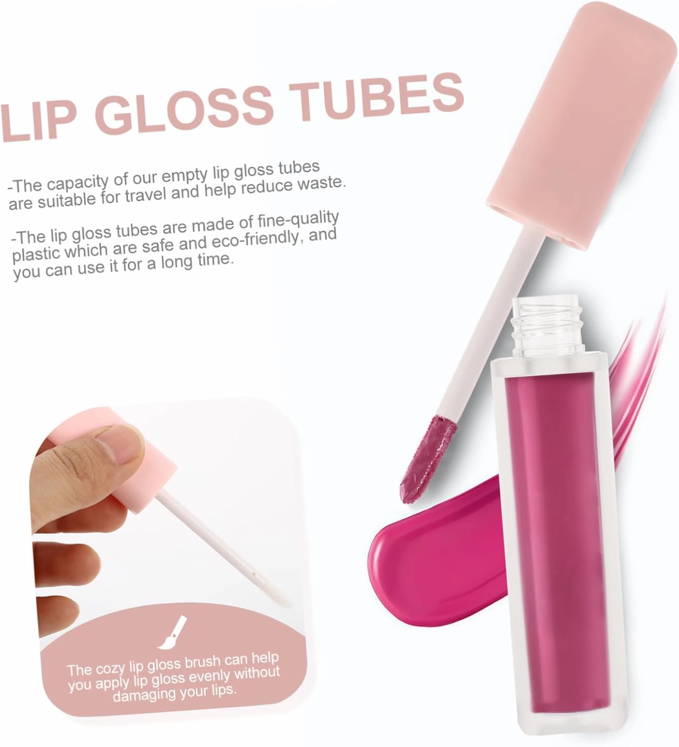 8pcs Square Frosted Lip Gloss Tubes Set Empty Lip Containers for Travel Daily Use Versatile Makeup Bottle for Gloss Samples
