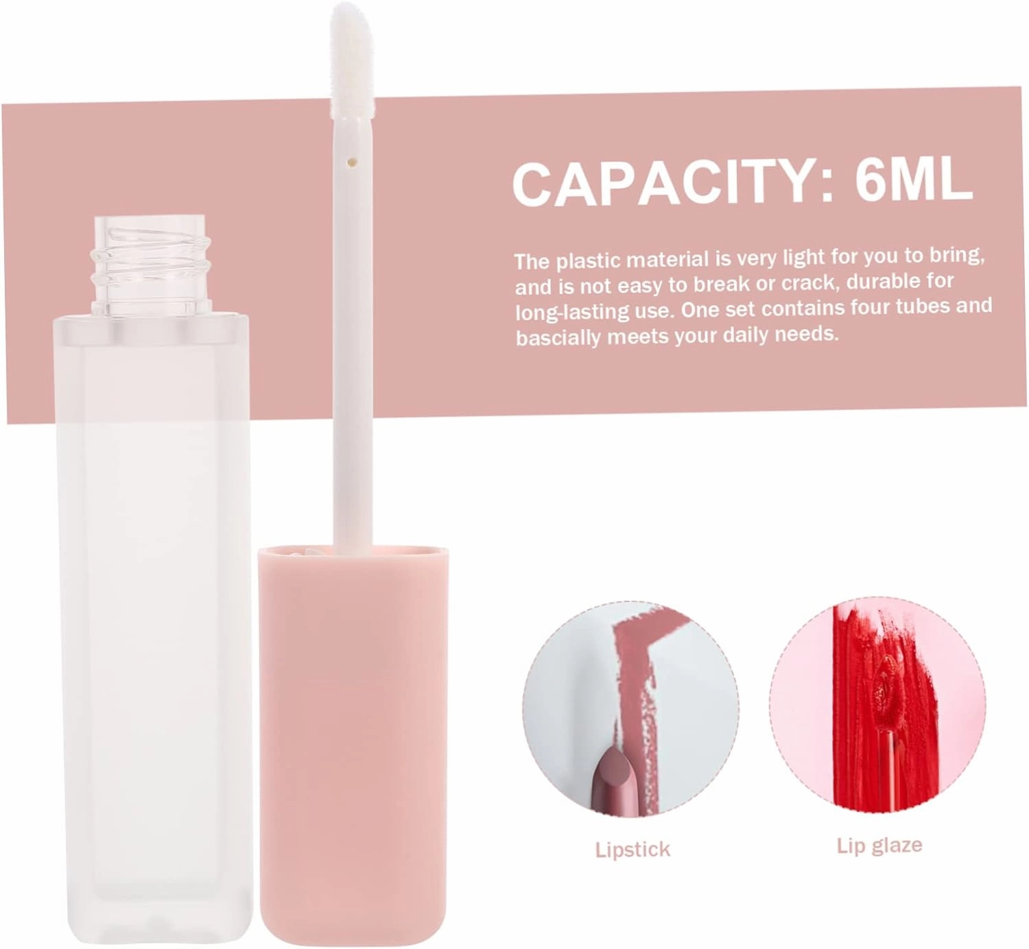 8pcs Square Frosted Lip Gloss Tubes Set Empty Lip Containers for Travel Daily Use Versatile Makeup Bottle for Gloss Samples