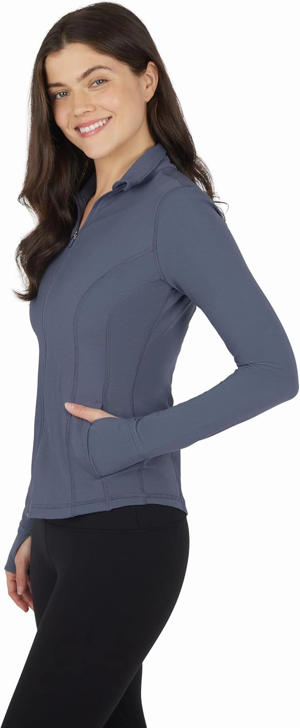 90 Degree By Reflex Full Zip Running Track Jacket Lightweight Athletic Slim Fit Jacket with Thumbholes