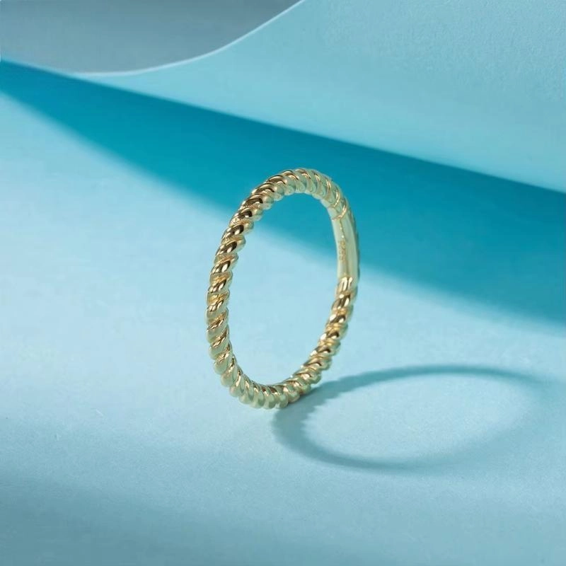 925 Sterling Silver Minimalism Twisted Braided Rings for Women