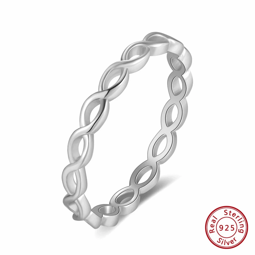 925 Sterling Silver Minimalism Twisted Braided Rings for Women