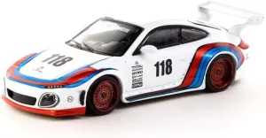 997 Old & New Body Kit #118 White with Red and Blue Stripes Spyder Hobby64 Series 1/64 Diecast Model Car by Tarmac Works T64-TL053-WRB