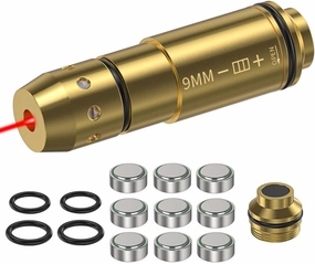 9mm Laser Training Cartridge for Dry Fire Training System Laser Bullet with Rubber Snap Cap,O-Rings Batteries for Shooting Practice
