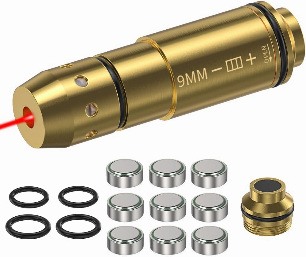 9mm Laser Training Cartridge for Dry Fire Training System Laser Bullet with Rubber Snap Cap,O-Rings Batteries for Shooting Practice