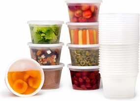 [36 Sets] 16 oz. Plastic Deli Food Storage Containers with Airtight Leak Proof Lids - Reusable -Microwave, Fridge, and Freezer Safe