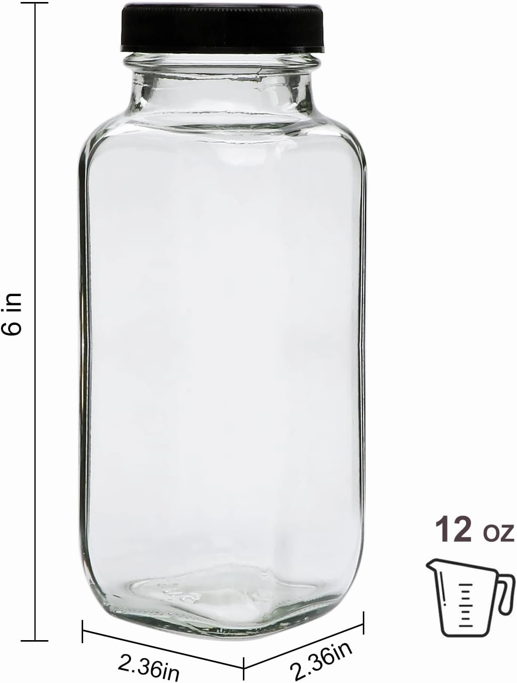 Accguan 12oz Glass Bottles,Leak-Proof Vintage Water Bottles for Juicing,Hot Sauce,Kombucha,Ginger Jar,Potion,Oil,Milk Bottles,Whiskey,Portable Travel Bottle,Smoothies Bottles(12pack)