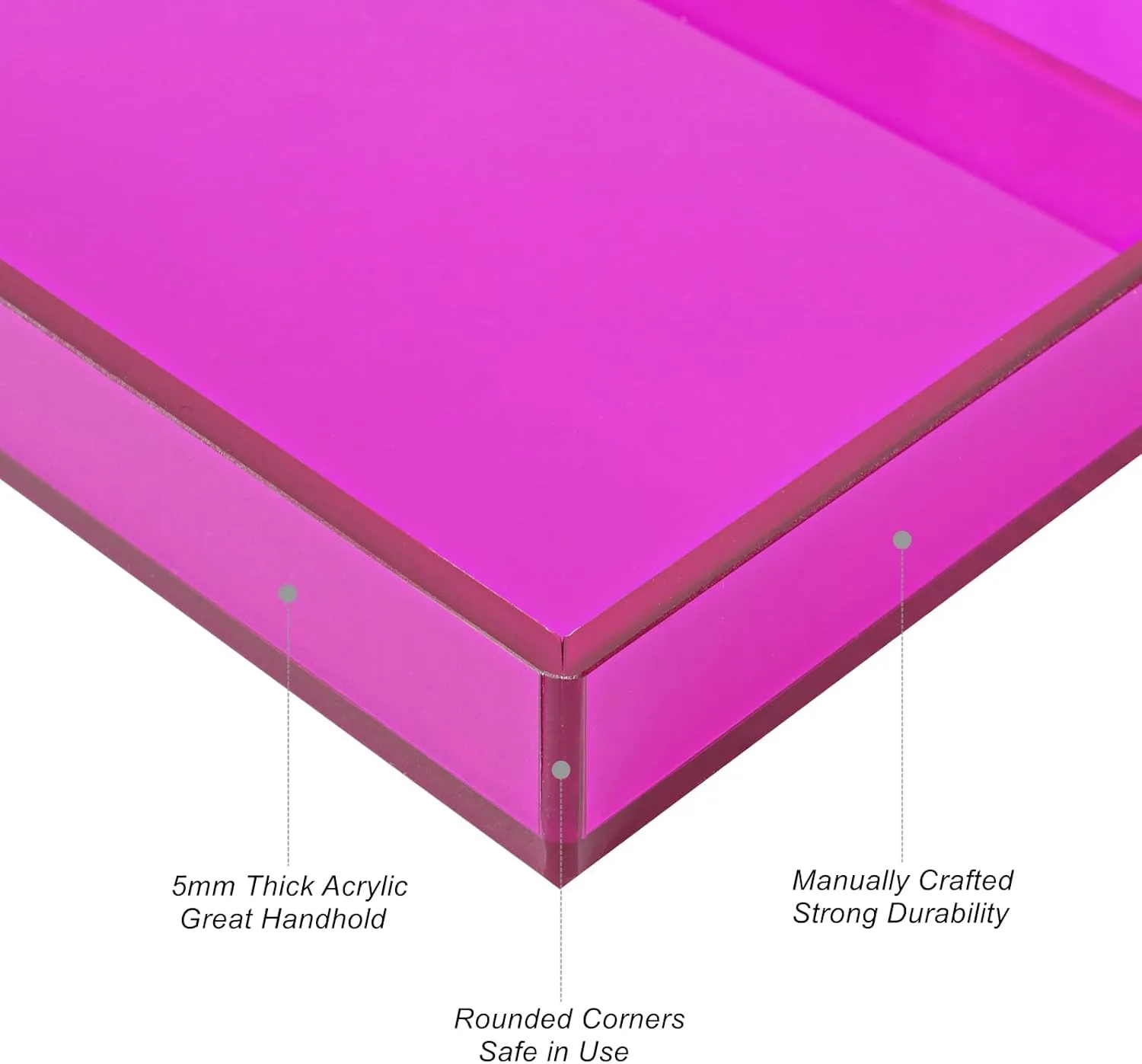 Acrylic Tray for Vanity Makeup Perfume Jewelry 12x6'' Small Decorative Tray for Bathroom Dresser Tops Candle Sink Counter, Purple